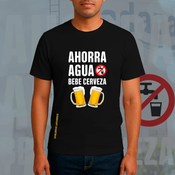 Polo Chelero AHORRA AGUA (S, Negro)