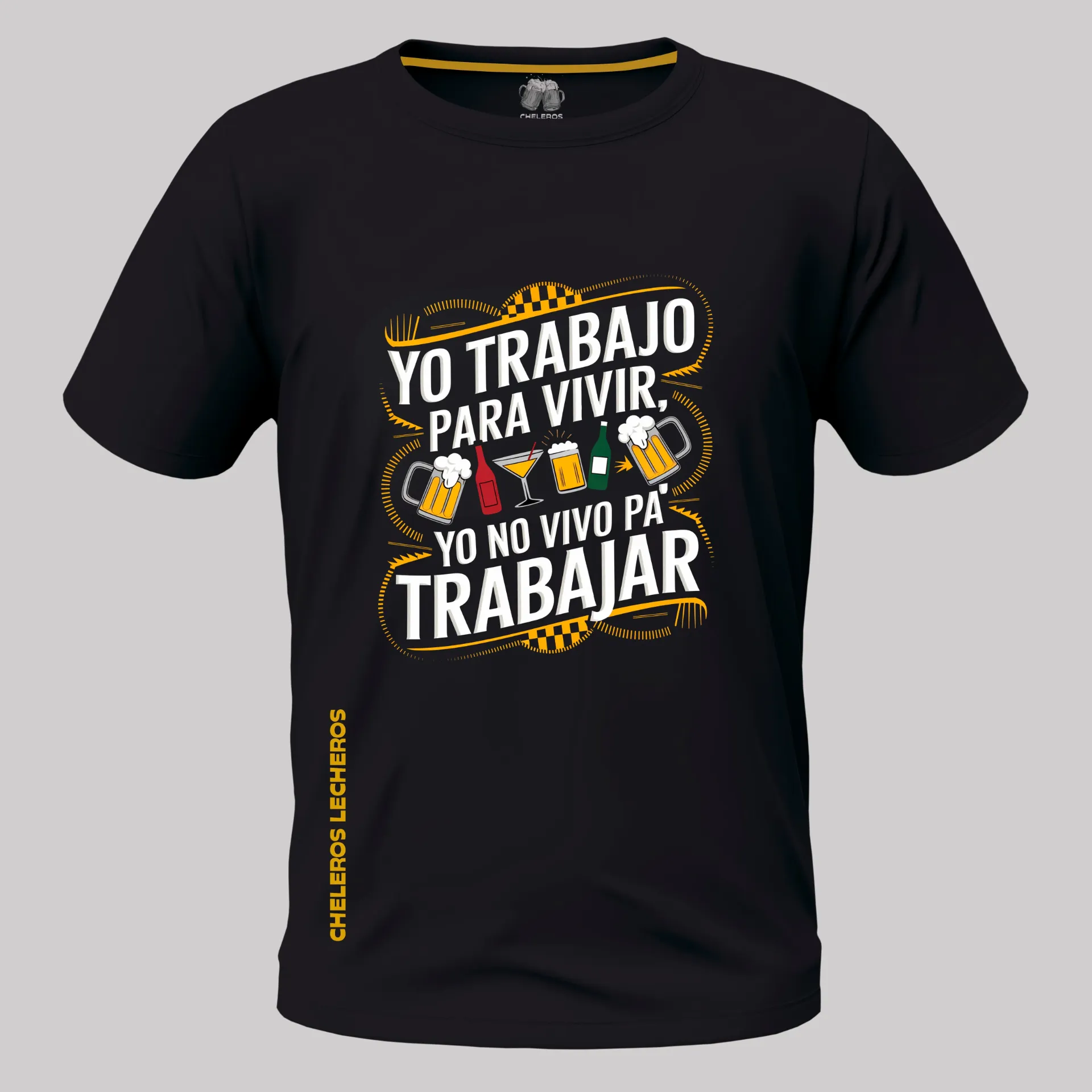 Polo Chelero YO TRABAJO PARA VIVIR (S, Negro)