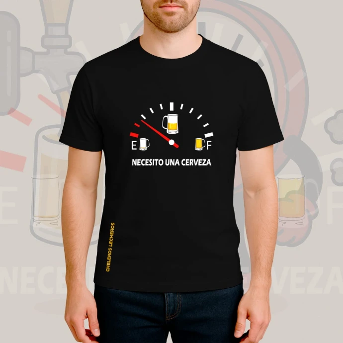 Polo Chelero NECESITO UNA CERVEZA (S, Negro)