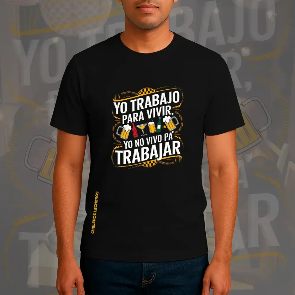 Polo Chelero YO TRABAJO PARA VIVIR (S, Negro)