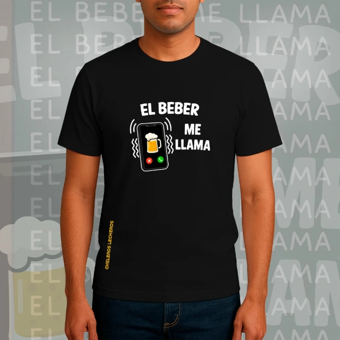 Polo Chelero EL BEBER ME LLAMA (S, Negro)