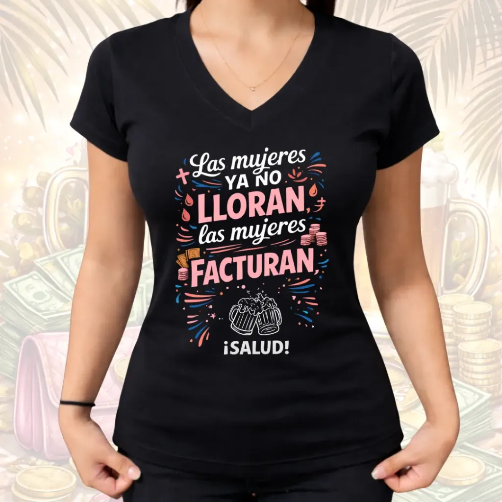 Polo Dama LAS MUJERES FACTURAN (S, Negro)