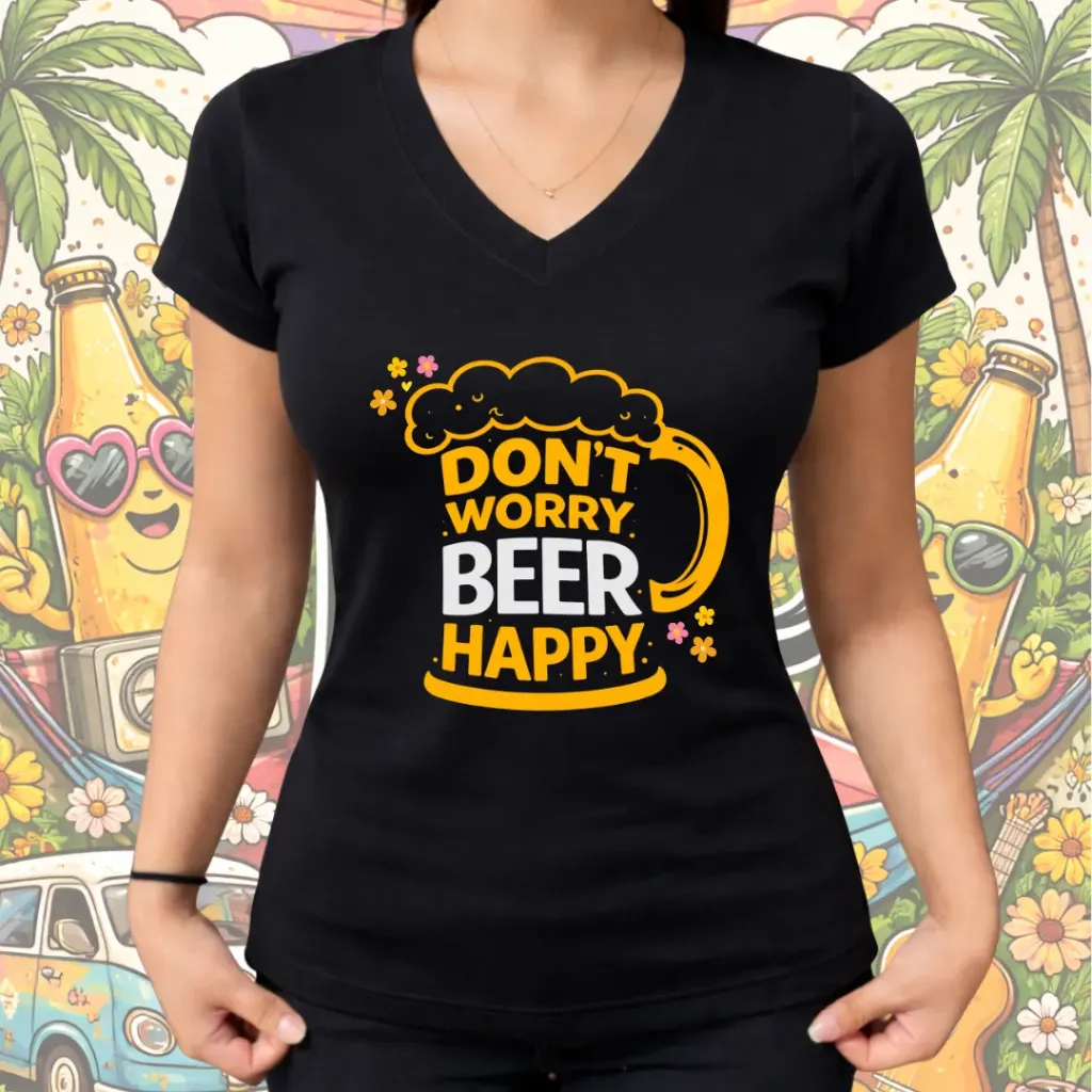 Polo Dama BEER HAPPY (S, Negro)