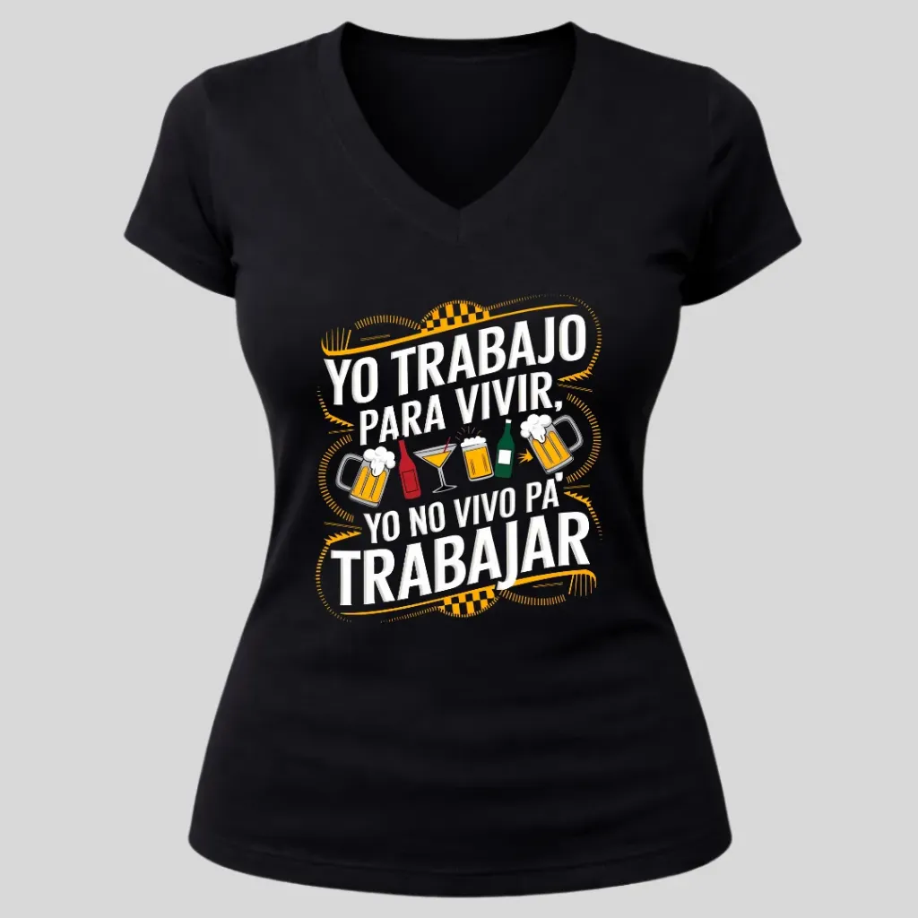 Polo Dama YO TRABAJO (S, Negro)