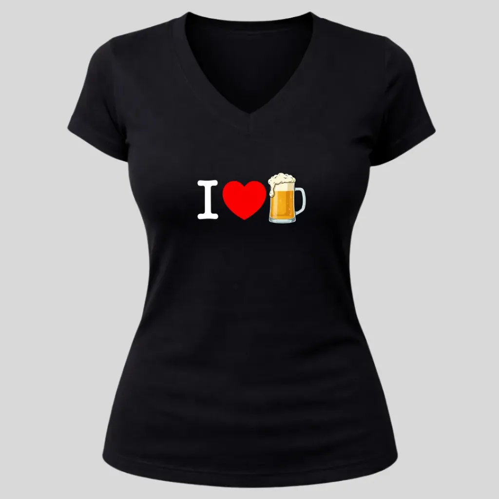 Polo Dama I LOVE BEER (S, Negro)