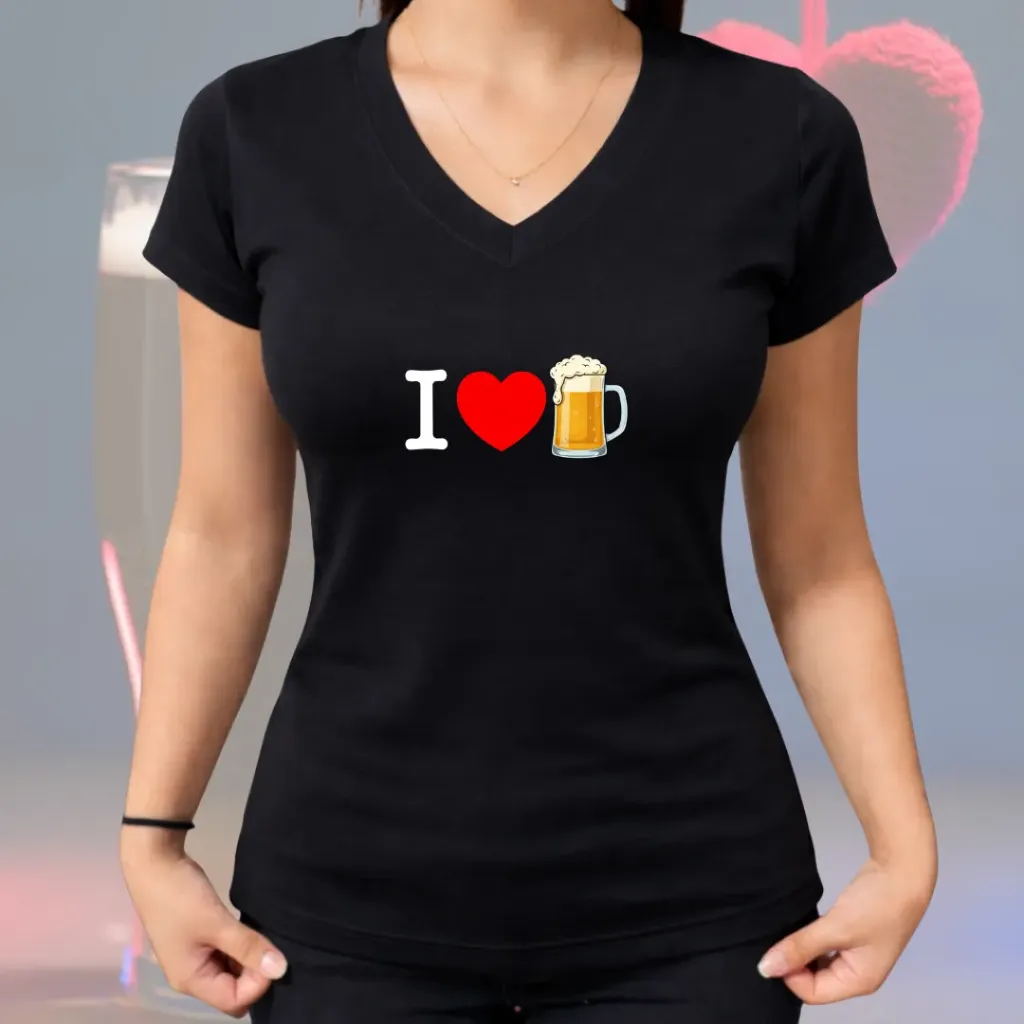 Polo Dama I LOVE BEER (S, Negro)